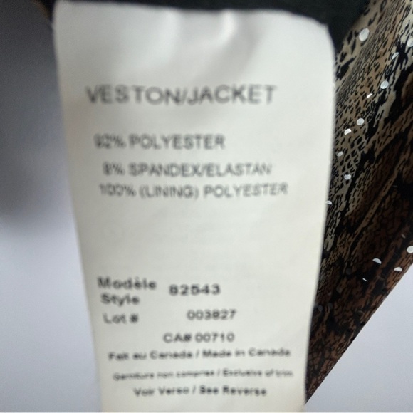 Joseph Ribkoff Brown Sequin Snake Skin Print Full Zip Jacket Size 14 - Picture 10 of 12